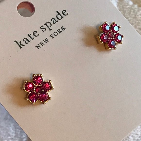 kate spade Jewelry - KATE SPADE flower stud earrings- deep magenta